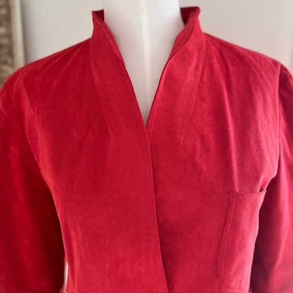 Halston Sportswear Ultra Suede Cherry Red Jacket Vintage - Picture 2 of 8